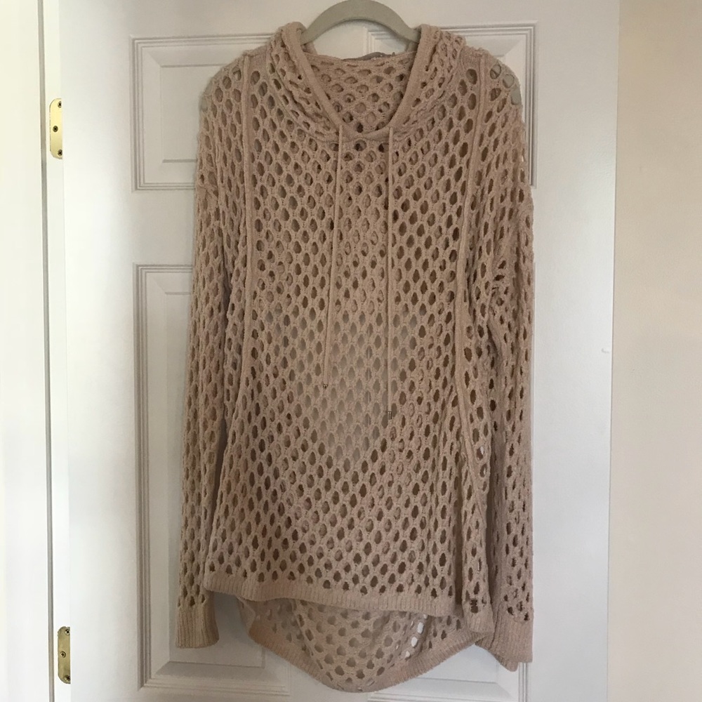 Open knit hoodie